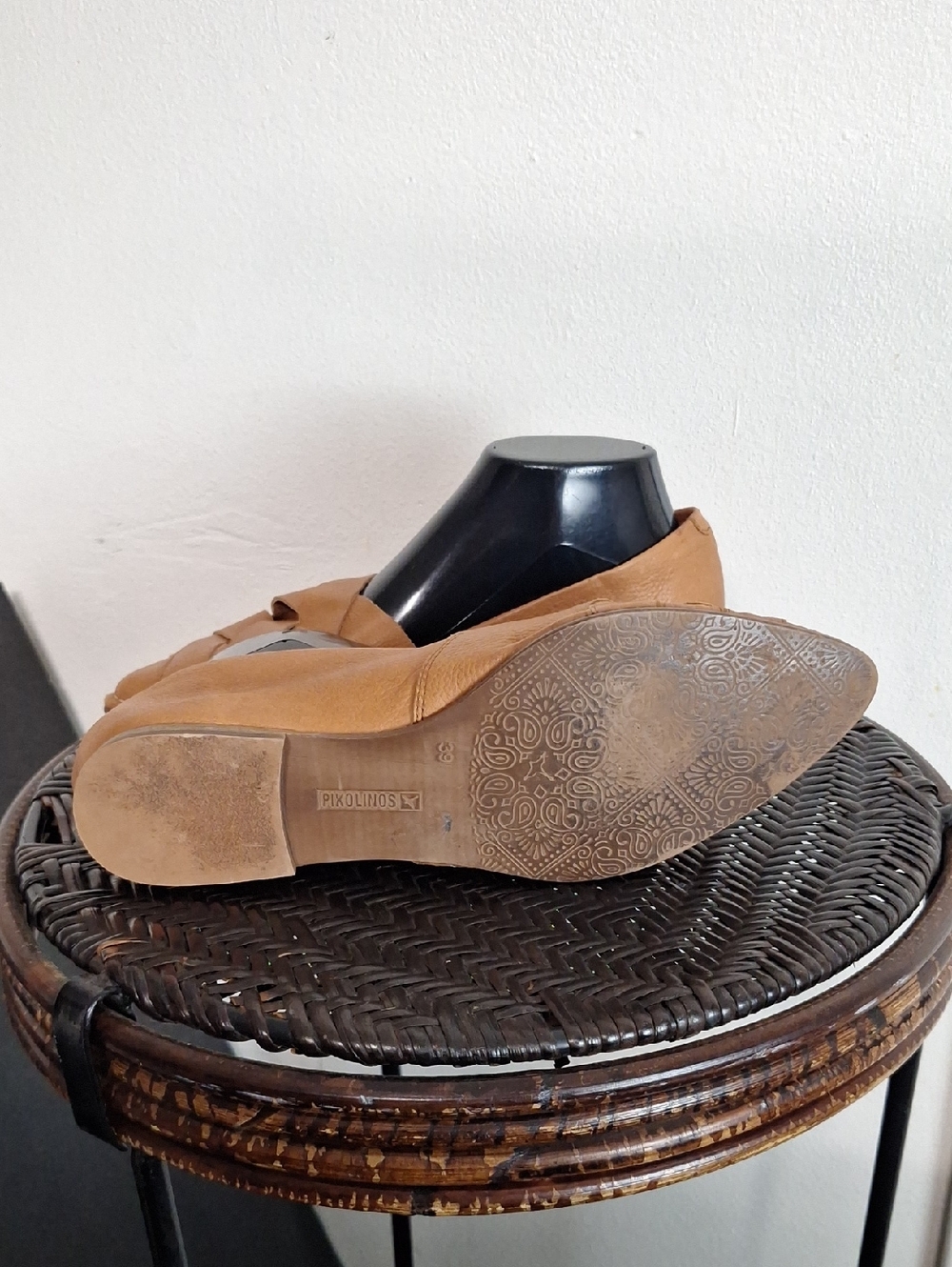 Pikolinos Caleta W7X-4778BG Woven Leather Pointed Toe Flats Cognac Size 39 - Picture 9 of 9
